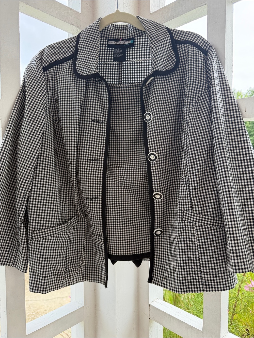 VTG 14P Requirements Black & White Gingham Blazer & Skort Set